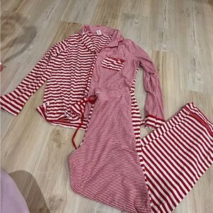 Red & White Striped Loungewear Set